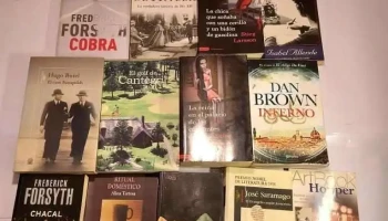 19 libros varios: Saramago, Clave de Einstein, Los Borgia, Inferno de Dan Brown, etc