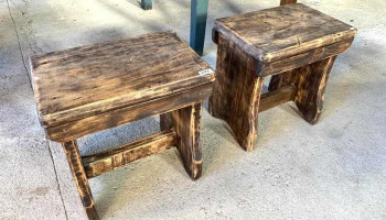 2 Taburetes Rusticos 0,45 X 0,30 X 0,45 Alto