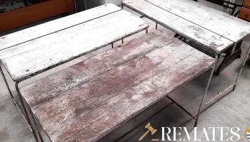3 mesas en hierro y madera