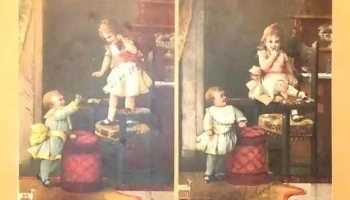 3 postales antiguas con imagenes de niños y de pareja, una de 1904