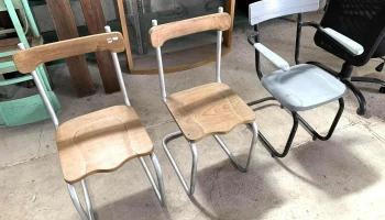 3 Sillas Hierro Y Madera
