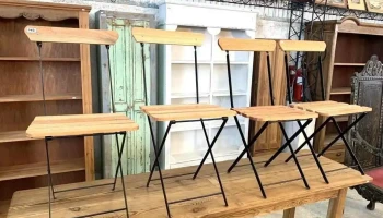 4 Sillas Plegables En Hierro Y Madera
