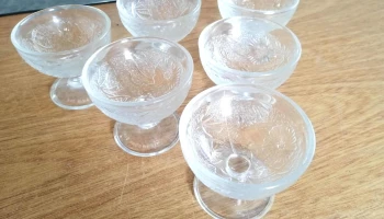 6 compoteras de vidrio transparentes labradas