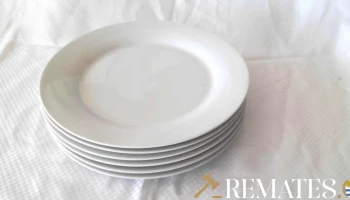 6 platos de loza llanos circulares