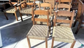 6 Sillas Y 2 Sitiales Asiento Totora C/ Detalles P/ Ajustar