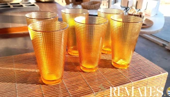 6 vasos de vidrio color naranja