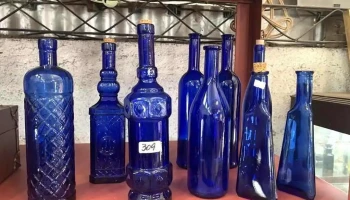9 Botellas Azules Decorativas