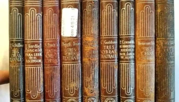9 Libros: Miniaturas con tapa de Cuero de Edicion Aguilar sobre obras teatrales