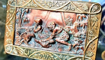 Alhajero antiguo en bronce francés sellado sano