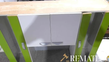 alzada de mueble compensado 4 puertas, 2 con vidrio