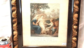 Antiguo Grabado Frances Legrand 38 cm x 35,5 cm