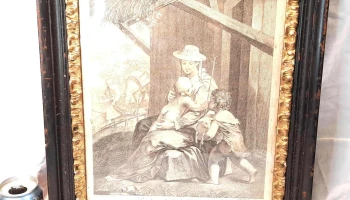 Antiguo Grabado imagen de campo Frances 48 x 39 cm fechado 1758