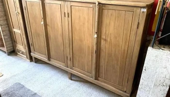 Armario En Pino Blanco De 4 Puertas Con Estantes 2m X 0,37 X 1,30 Alto