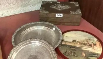Caja Para Te 3 ,platos De Metal Y Plato Decorativo