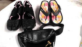 chinelas zapatillas tipo pezuña y cartera