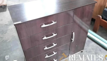 comoda 4 cajones 1 puerta en Mdf color marron escura