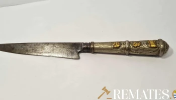 Cuchillo antiguo plata y oro marca Victor