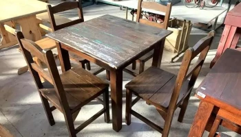 Mesa Bar En Madera 0,78 X 0,80 X 0,76 Alto Y 4 Sillas