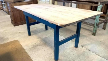 Mesa Cocina De Campo Original En Pino Blanco Patas Laqueadas, 1,80 X 0,90 X 0,78 Alto