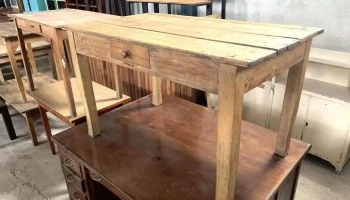 Mesa De Cocina C/ Cajon Rustica En Pino Blanco 0,80 X 1,30 X 0,78 Alto
