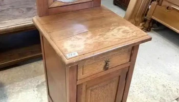 Mesa De Noche En Roble Y Cedro Con Espejo 0,40 X 0,40 X 0,72 Alto