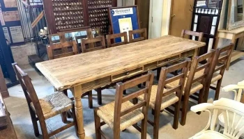 Mesa En Pinotea C/ 2 Cajones 2,47 X 0,78 X 0,82 Y 10 Sillas Totra