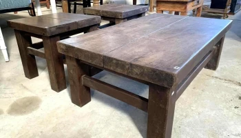 Mesa Ratona 1,20 X 0,70 X 0,43 Alto  Y 2 Mesas Laterales 0,50 X 0,50 En Cedro