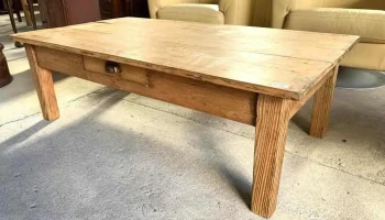 Mesa Ratona Con Cajon En Pino Blanco Y Pinotea 1,40 X 0,77 X 0,45 Alto