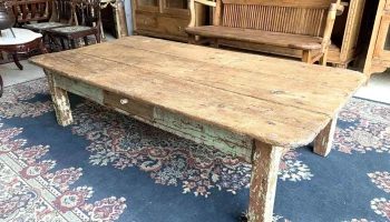 Mesa Ratona En Pino Blanco Con Cajon Patina Original  1,73 X 0,90 X 0,45 Alto