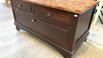 Mueble Auxiliar Botinera En Roble Tapa De Marmol 1,02 X 0,49 X 0,53 Alto