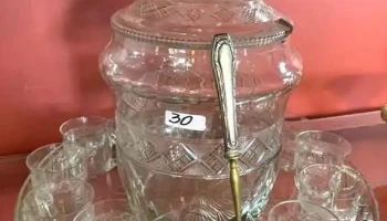 Ponchera De Cristal C/ 12 Tazas ,bandeja Y Cucharon