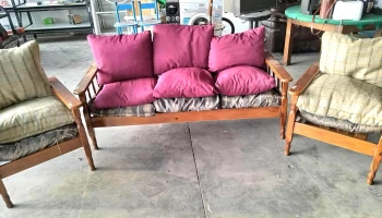 r juego de living en madera 3+1+1