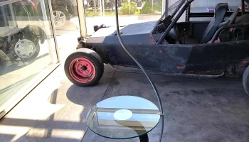 r veladora alta con mesa tapa de vidrio circular