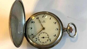 Reloj De Bolsillo En Plata Omega Doble Tapa