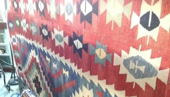 Rollo de tela  geometrico azul y turqueza (10 x 1,40)
