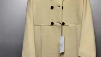 Saco de paño color beige y marrón, talle 8