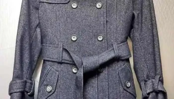 Saco de paño de lana para niña talle 8, color azul