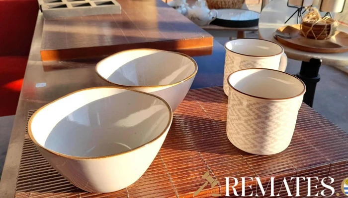 2 Compoteras Y 2 Tazas Beige Con Borde D 3 - 17-06-2021