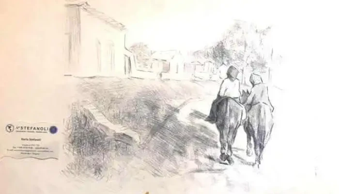2 obras de Claudio Silveira Silva mujeres a caballo años 1958 y 1959