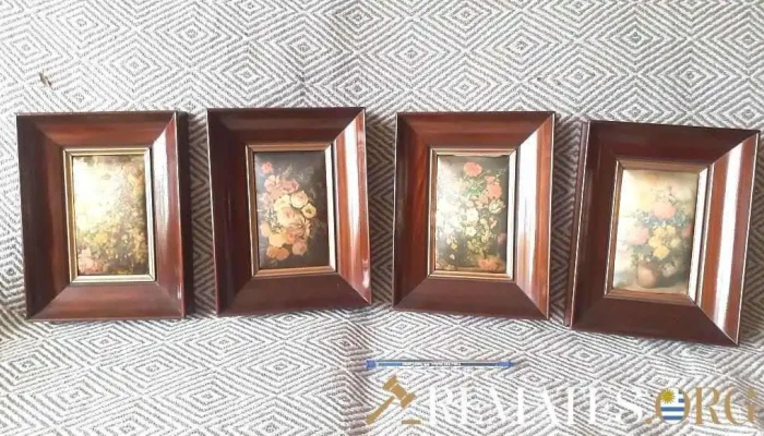 4 cuadros motivo flores estampadas 22 x 16.  el lote