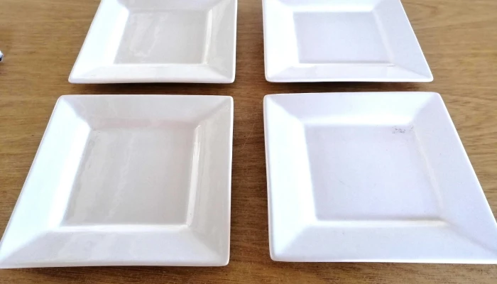 4 platos cuadrados medianos