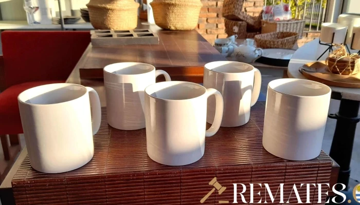 5 Tazas Blancas Y Gris -  1 - 17-06-2021