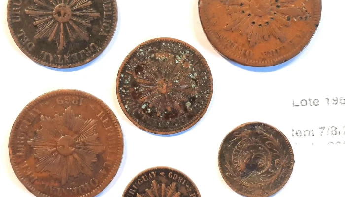 6 Monedas Cobres Uruguayos 3 De 1857 Y 3 2 - 05-06-2021