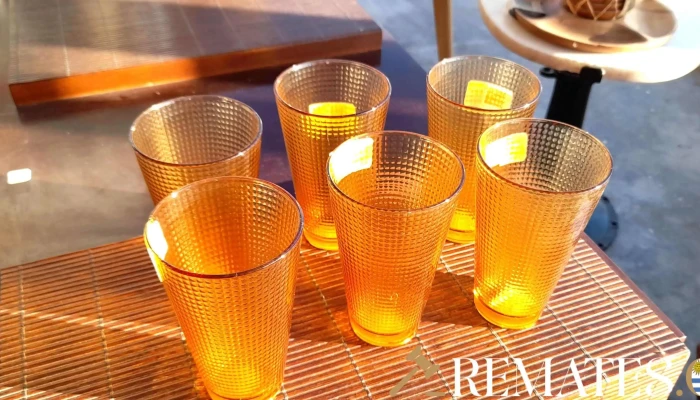 6 Vasos De Vidrio Color Naranja -  2 - 17-06-2021