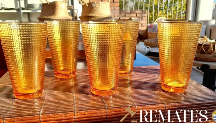 6 Vasos De Vidrio Color Naranja -  4 - 17-06-2021