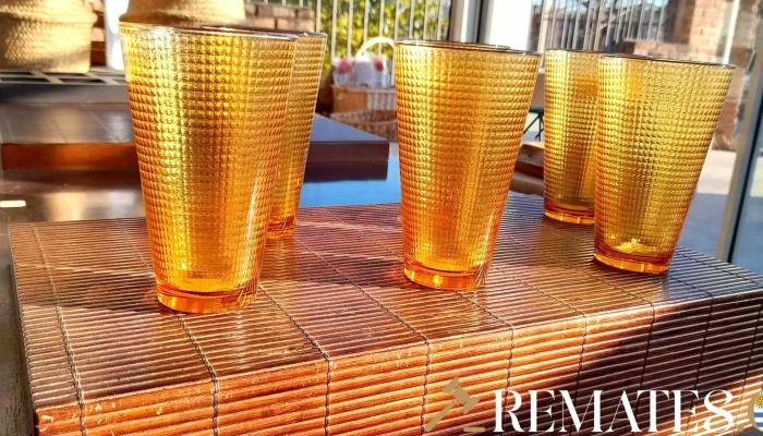 6 Vasos De Vidrio Color Naranja -  5 - 17-06-2021