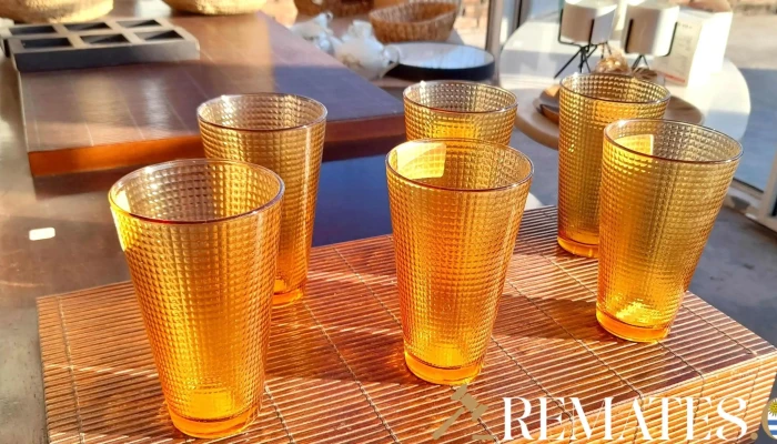 6 Vasos De Vidrio Color Naranja -  6 - 17-06-2021