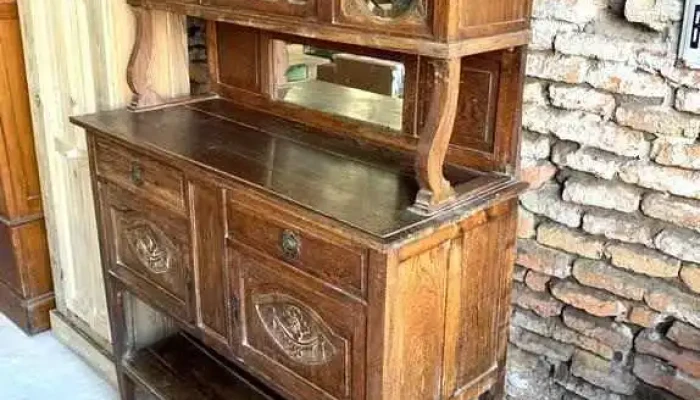 Aprador Con Alzada En Roble 1,20 X 0,45 X 1,85 Alto