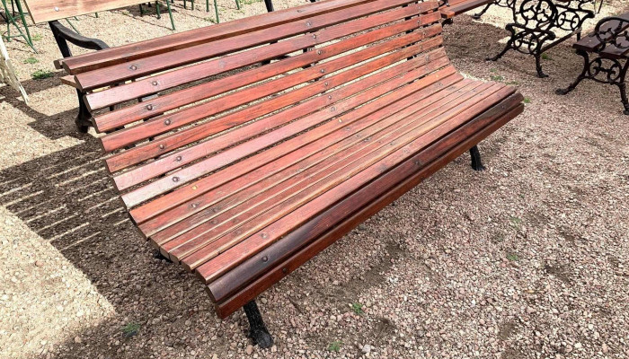 Banco De Plaza Entablillado Patas De Hierro Fundido 1,75