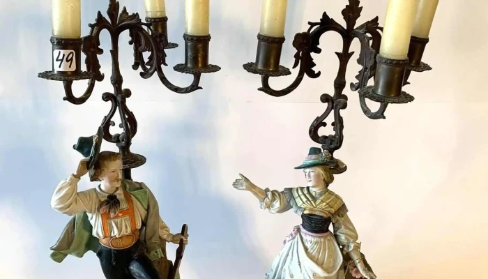 Candelabros 4 Picos Bronce Y Biscuit Dam 1 - 06-12-2020
